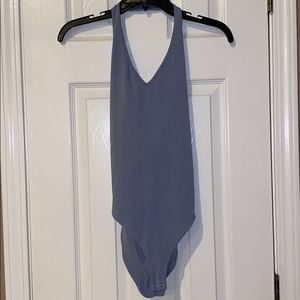 open back baby blue bodysuit